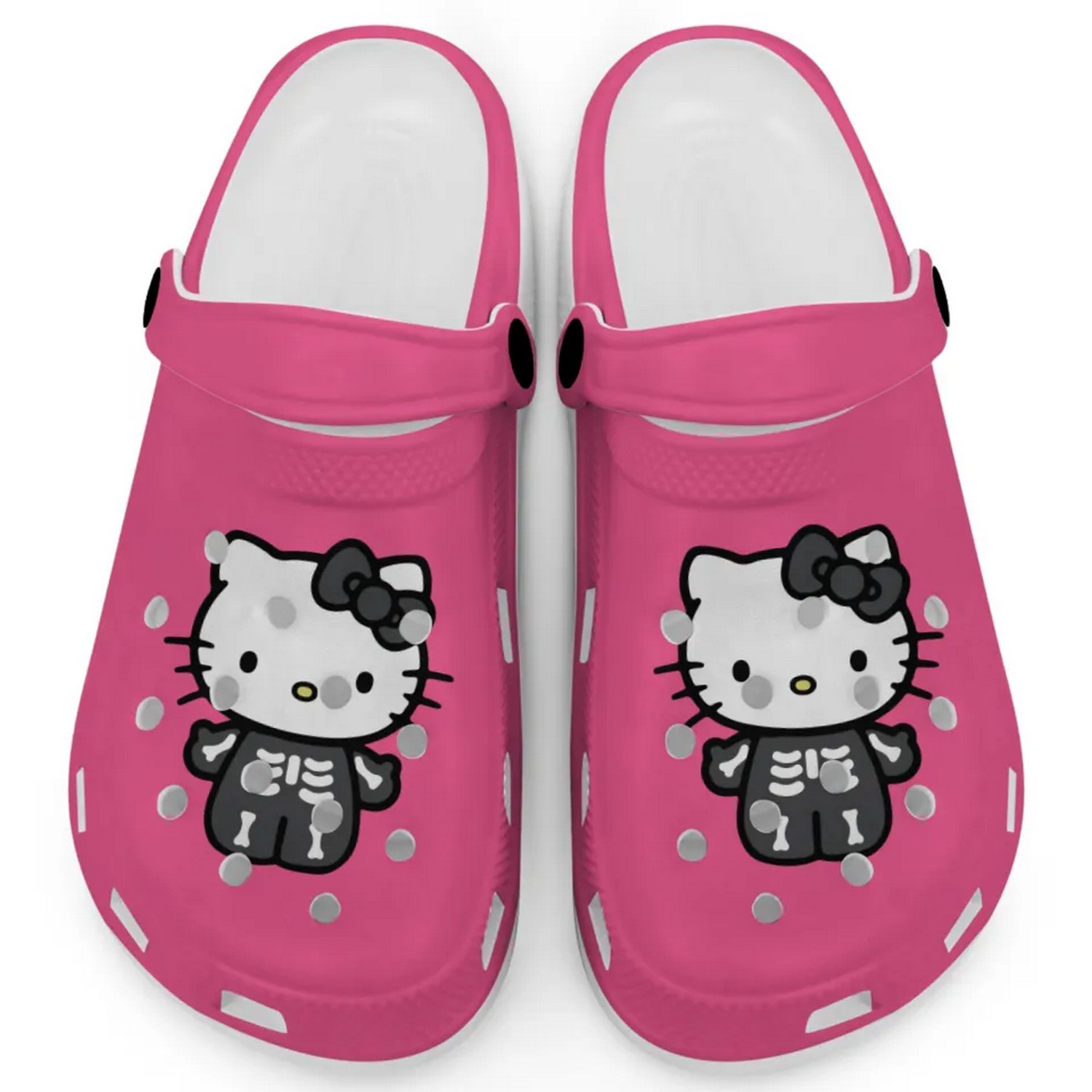 Hello Kitty Halloween Skeleton Cartoon Crocs Crocband Clogs Shoes Comfortable For Men Women and Kids
