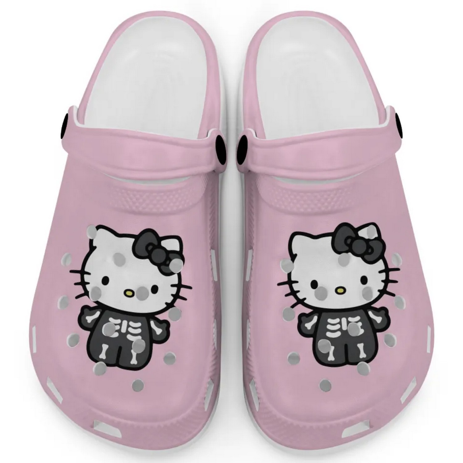 Hello Kitty Halloween Skeleton Cartoon Crocs Crocband Clogs Shoes Comfortable For Men Women and Kids