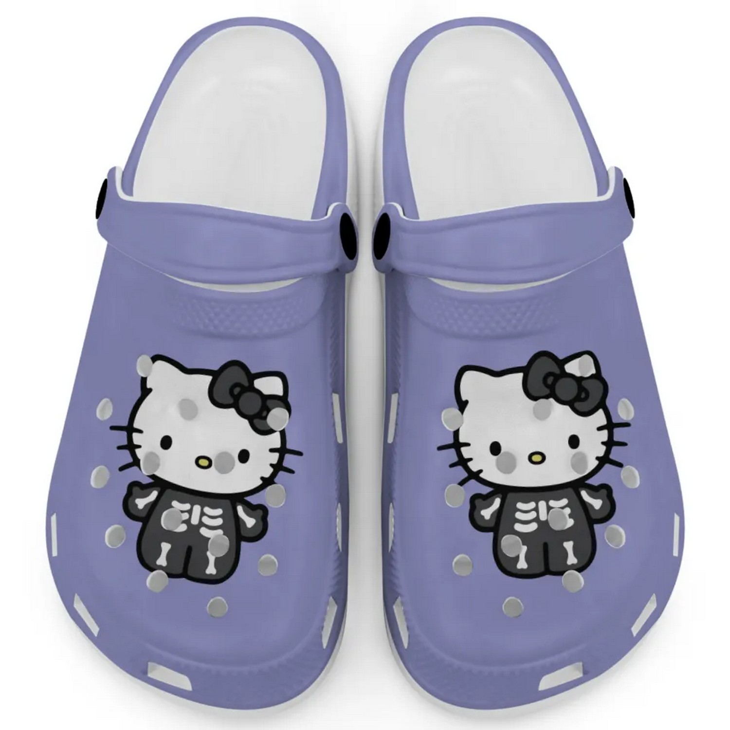 Hello Kitty Halloween Skeleton Cartoon Crocs Crocband Clogs Shoes Comfortable For Men Women and Kids