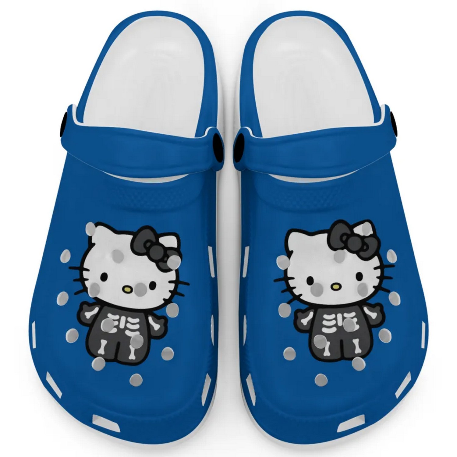Hello Kitty Halloween Skeleton Cartoon Crocs Crocband Clogs Shoes Comfortable For Men Women and Kids