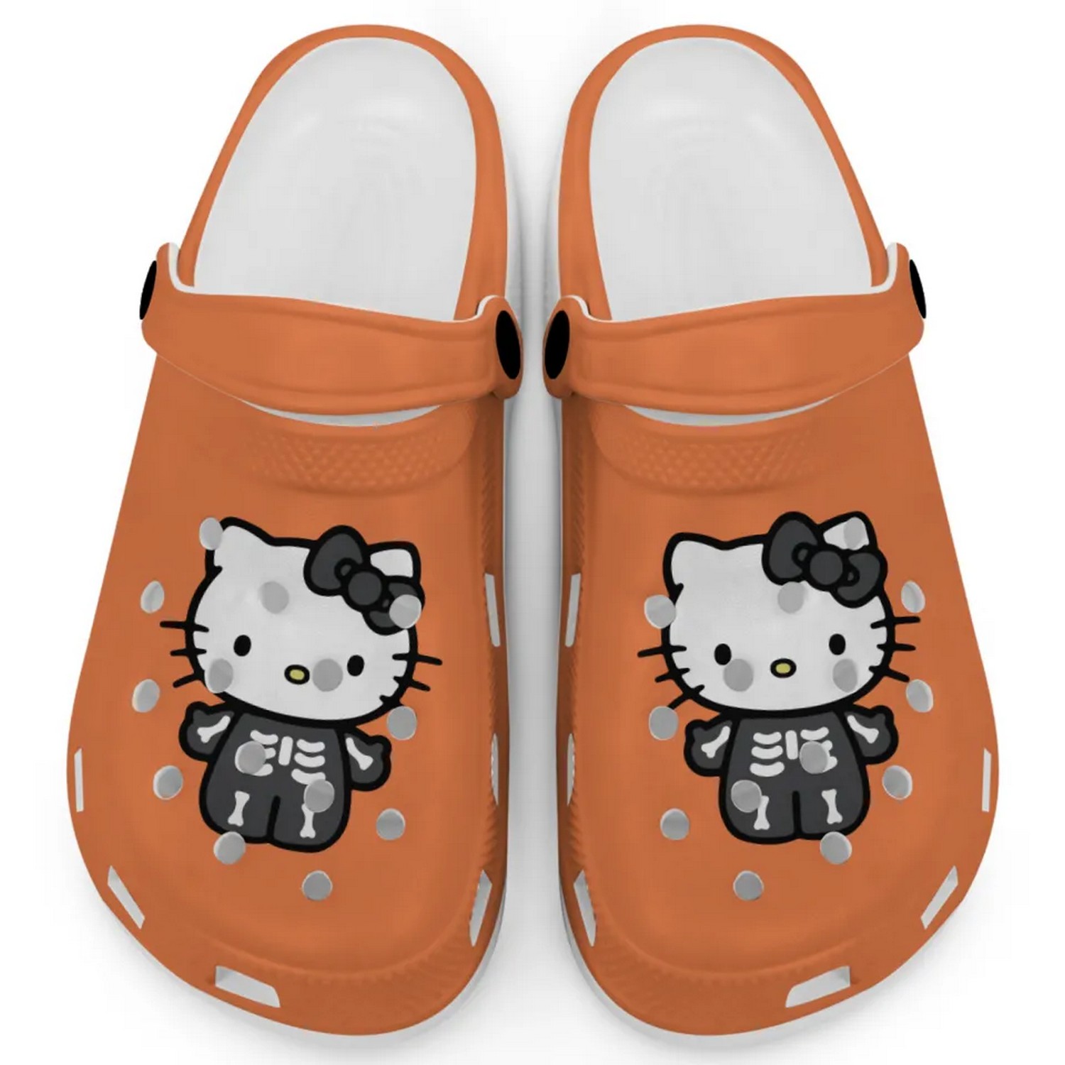 Hello Kitty Halloween Skeleton Cartoon Crocs Crocband Clogs Shoes Comfortable For Men Women and Kids