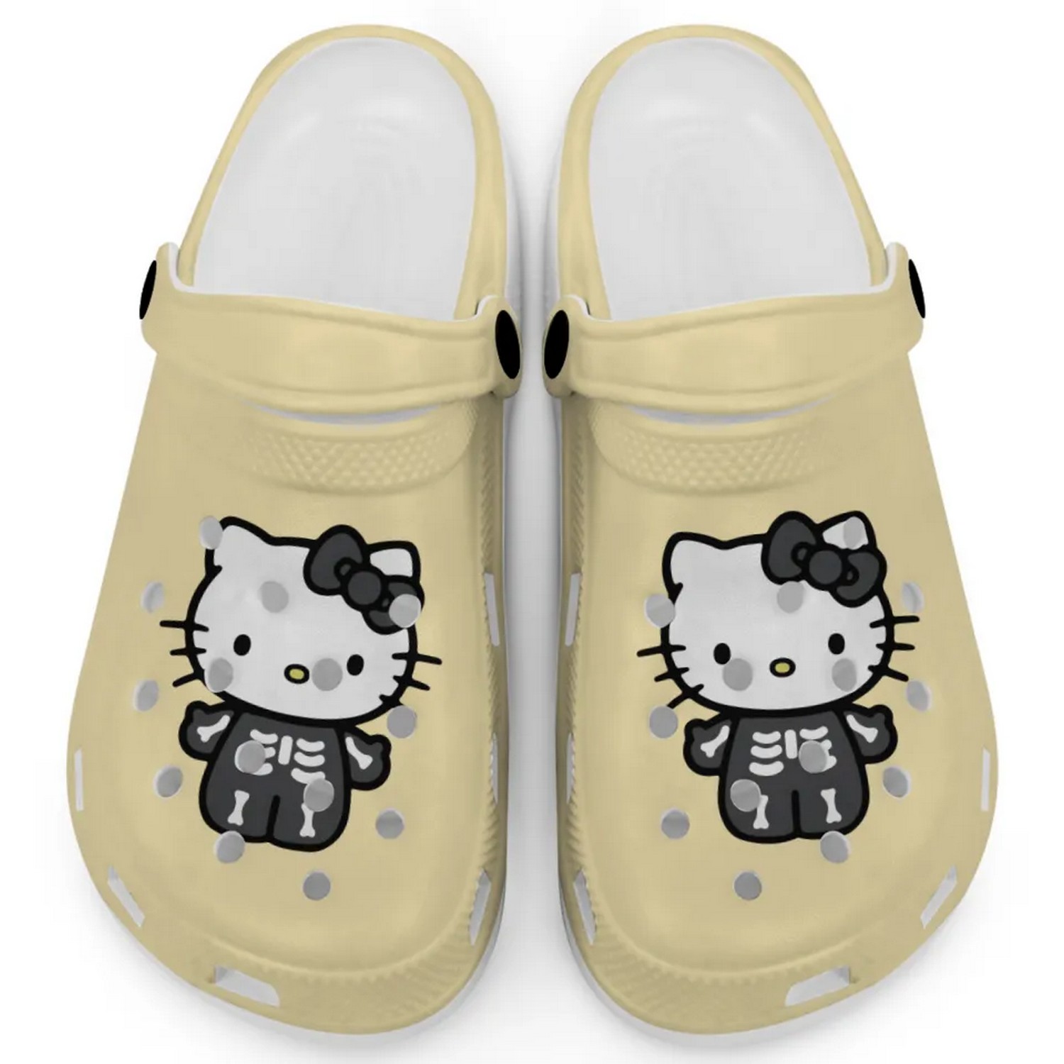Hello Kitty Halloween Skeleton Cartoon Crocs Crocband Clogs Shoes Comfortable For Men Women and Kids