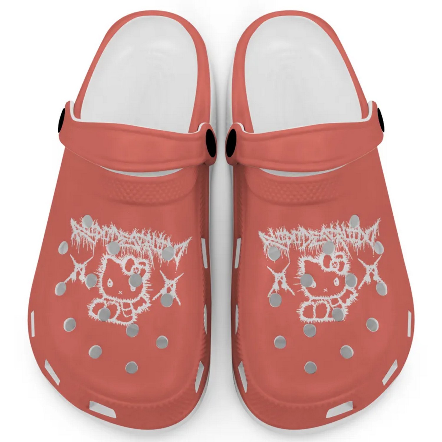 Hello Kitty Heavy Mental Cartoon Crocs Crocband Clogs Shoes Comfortable For Men Women and Kids