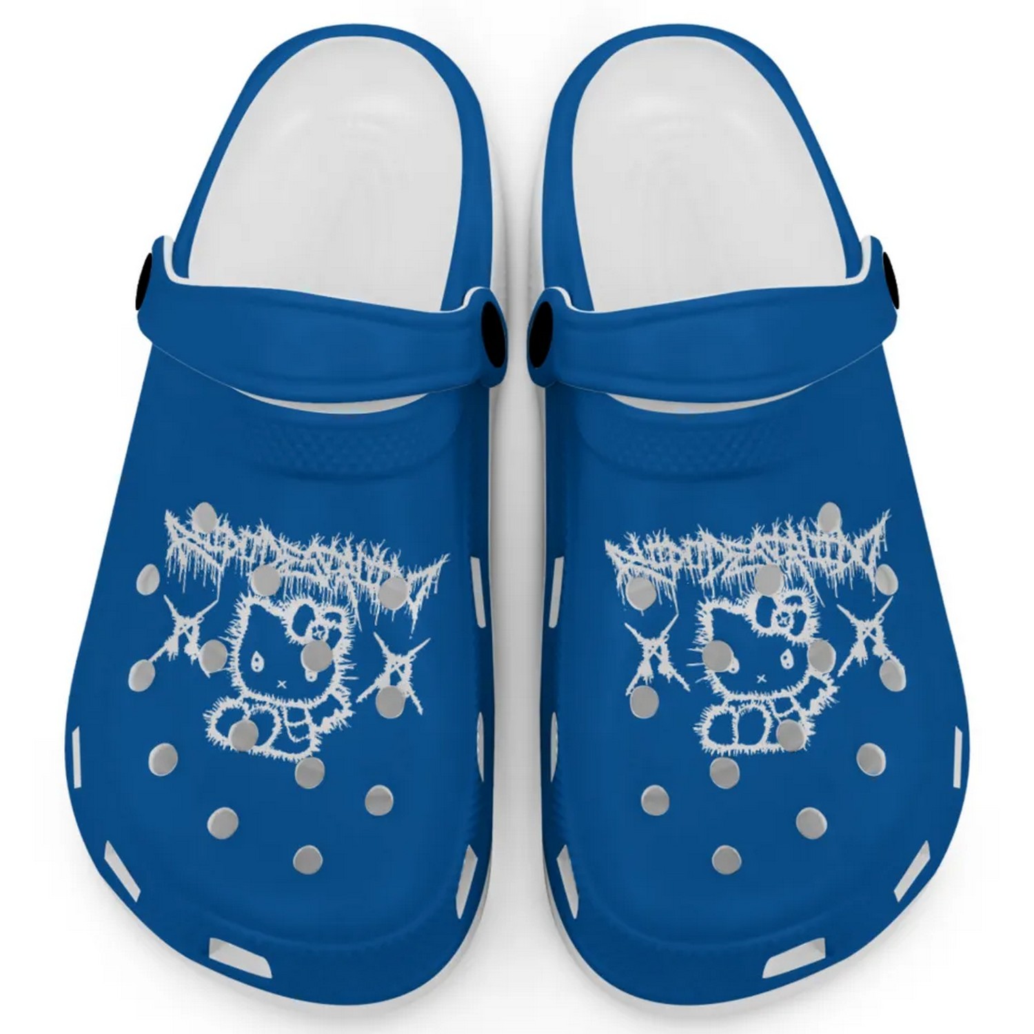 Hello Kitty Heavy Mental Cartoon Crocs Crocband Clogs Shoes Comfortable For Men Women and Kids