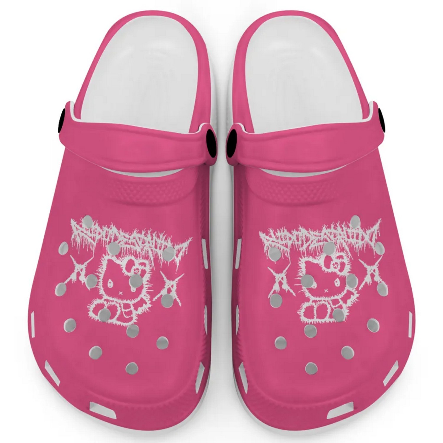 Hello Kitty Heavy Mental Cartoon Crocs Crocband Clogs Shoes Comfortable For Men Women and Kids