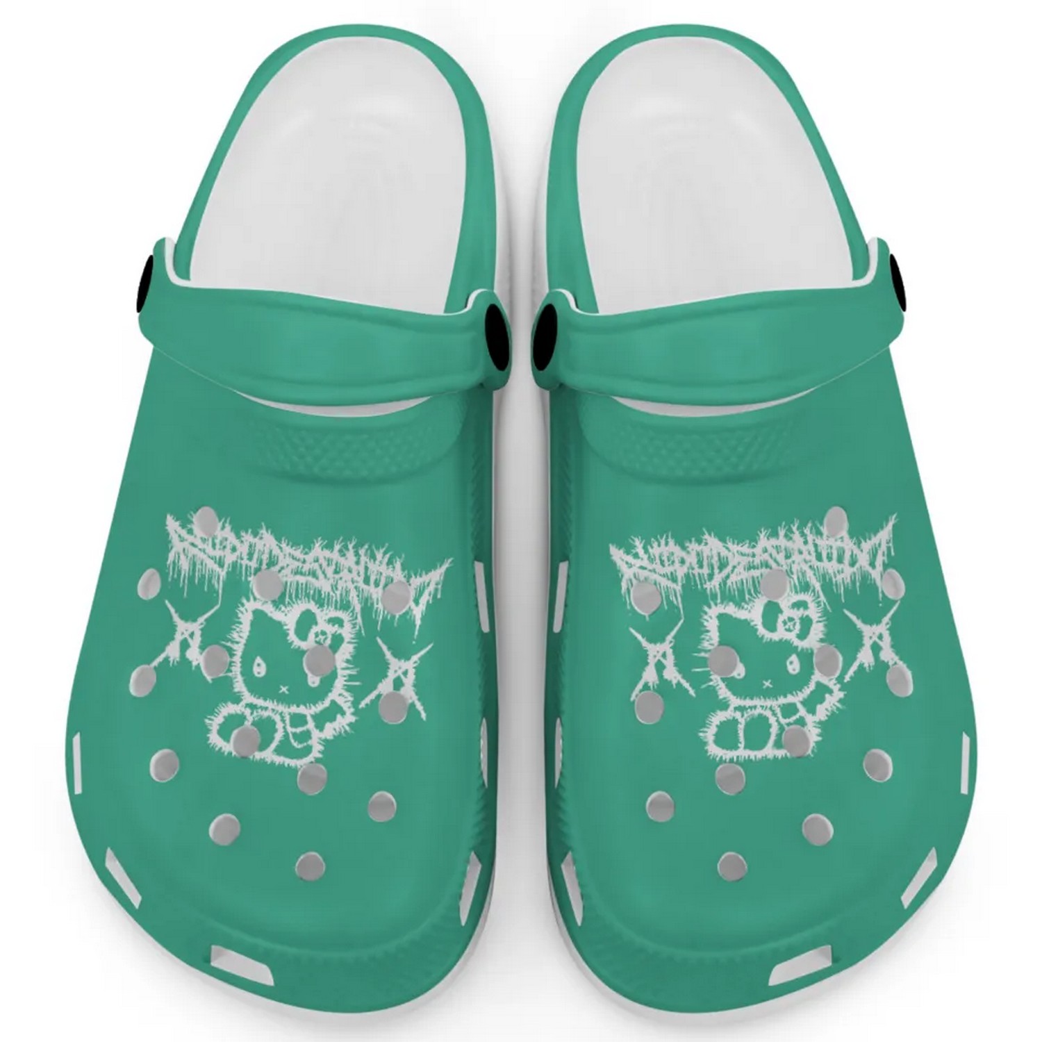 Hello Kitty Heavy Mental Cartoon Crocs Crocband Clogs Shoes Comfortable For Men Women and Kids