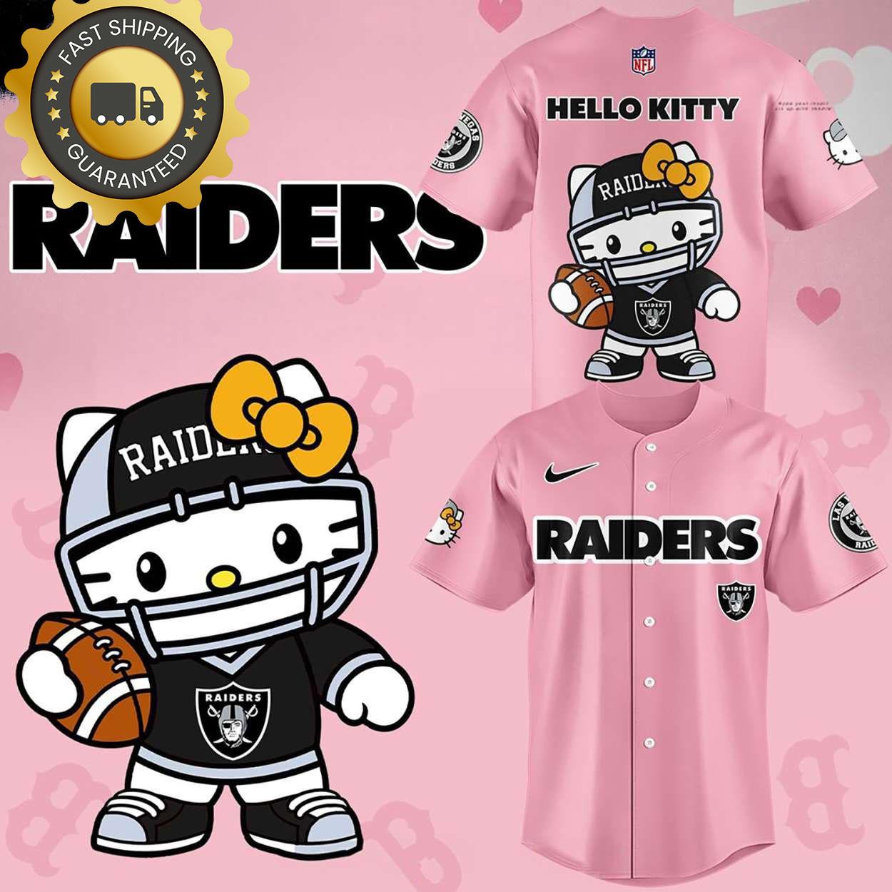Hello Kitty Las Vegas Raiders NLF Pink Baseball Jersey