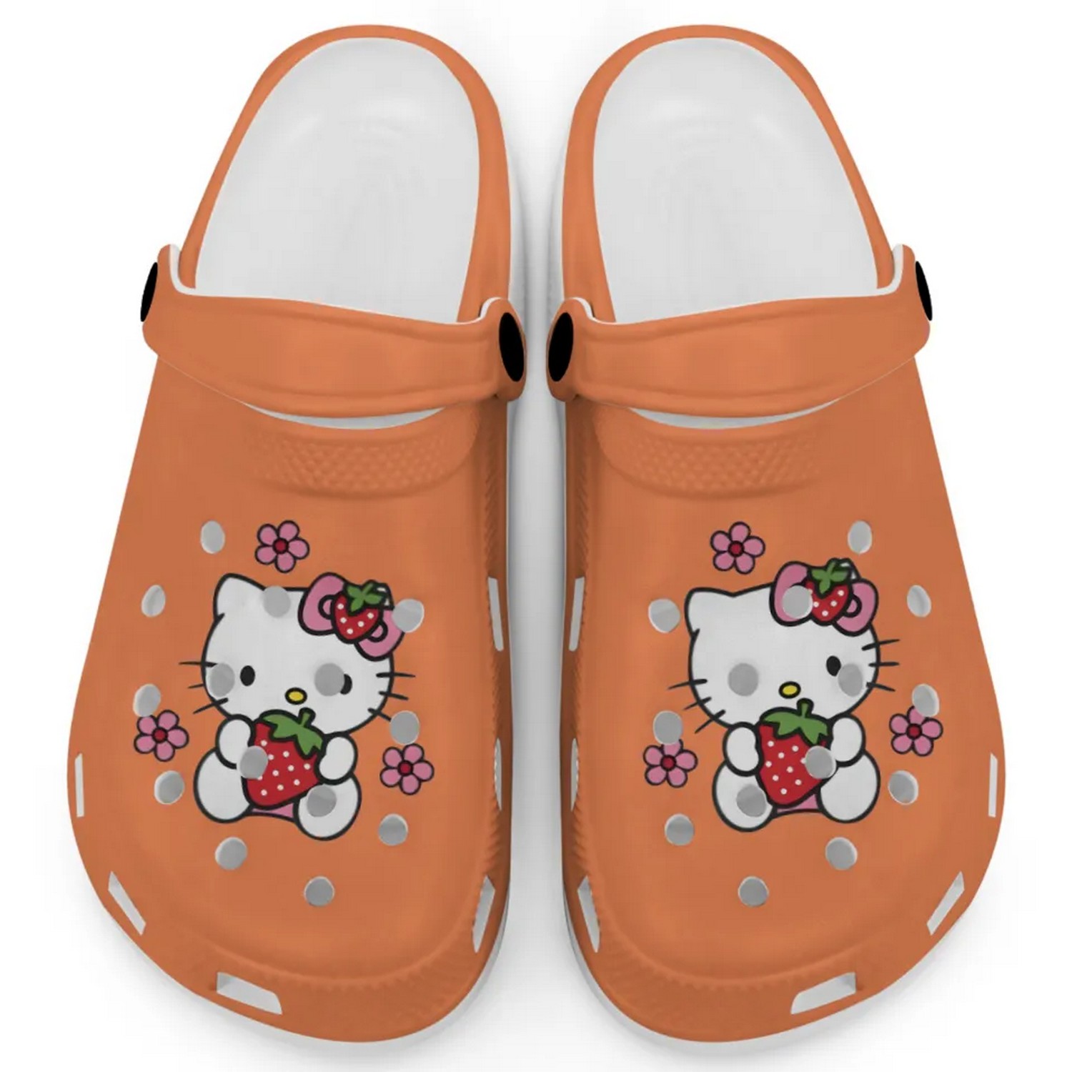 Hello Kitty Love Strowberry Cartoon Crocs Crocband Clogs Shoes Comfortable For Men Women and Kids