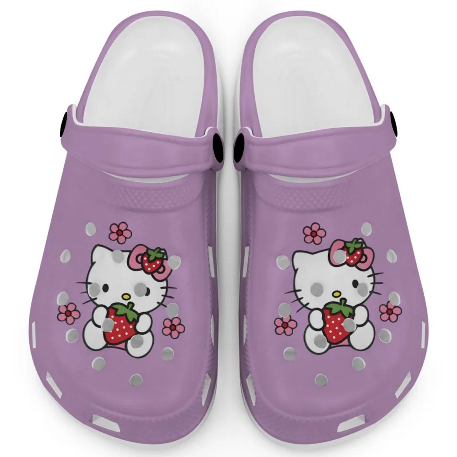 Hello Kitty Love Strowberry Cartoon Crocs Crocband Clogs Shoes Comfortable For Men Women and Kids