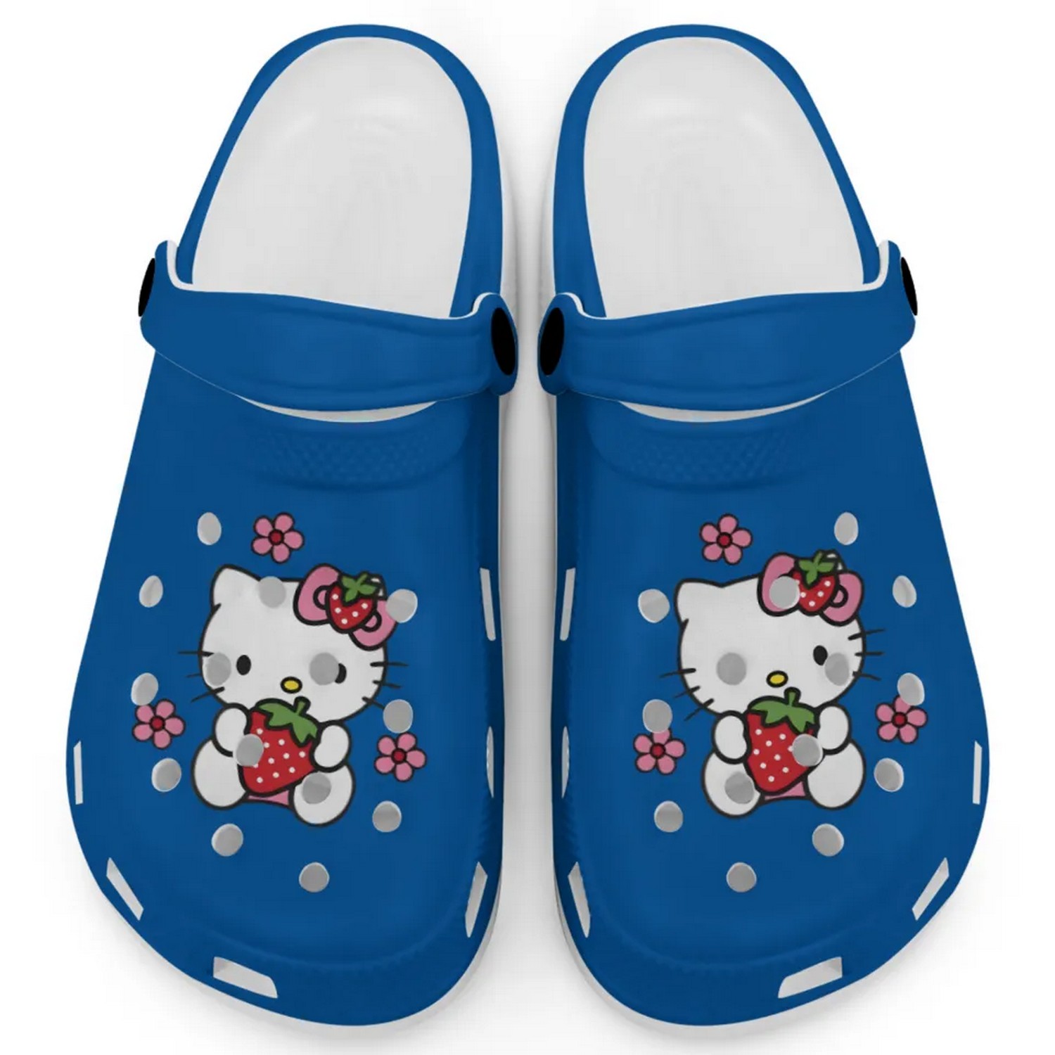 Hello Kitty Love Strowberry Cartoon Crocs Crocband Clogs Shoes Comfortable For Men Women and Kids