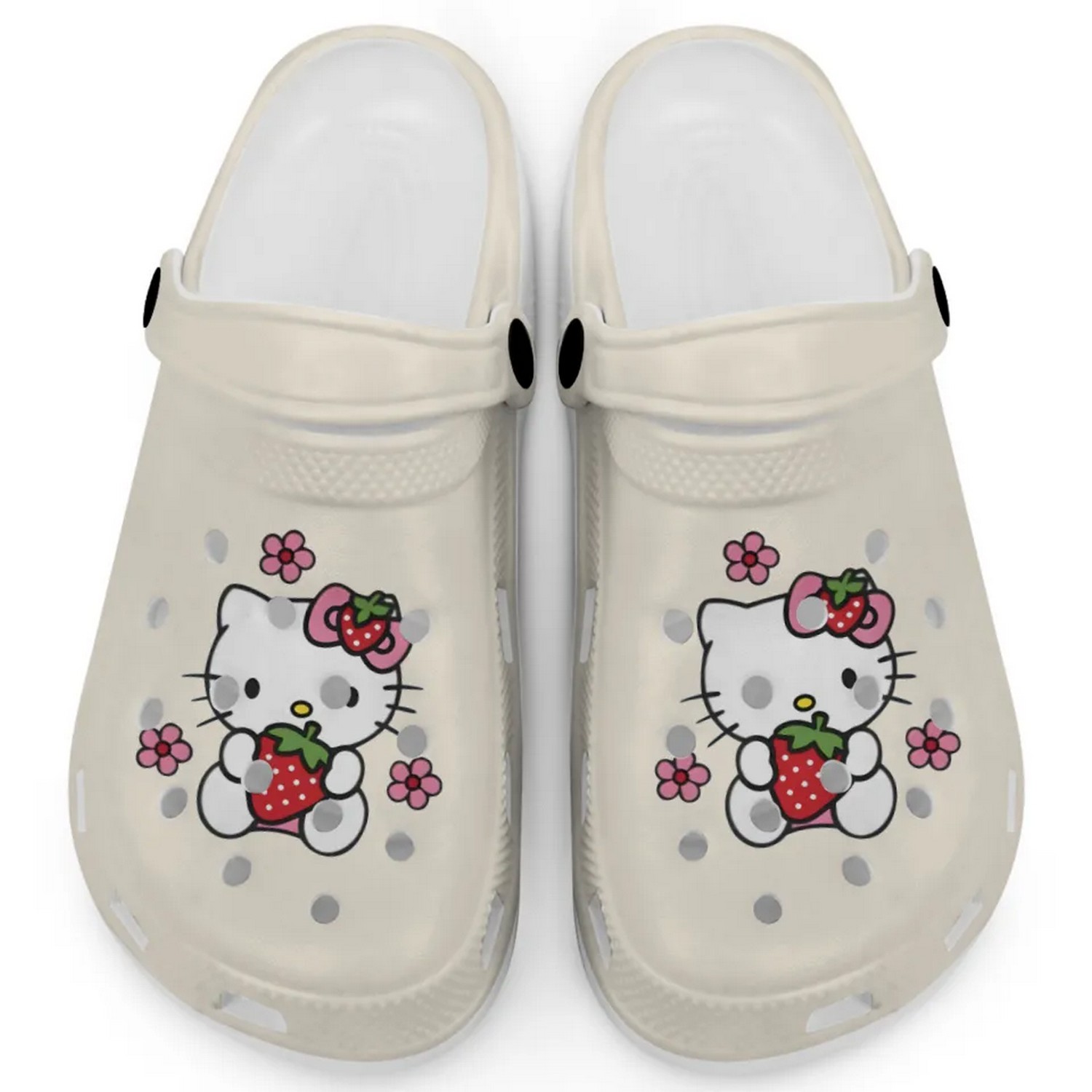 Hello Kitty Love Strowberry Cartoon Crocs Crocband Clogs Shoes Comfortable For Men Women and Kids