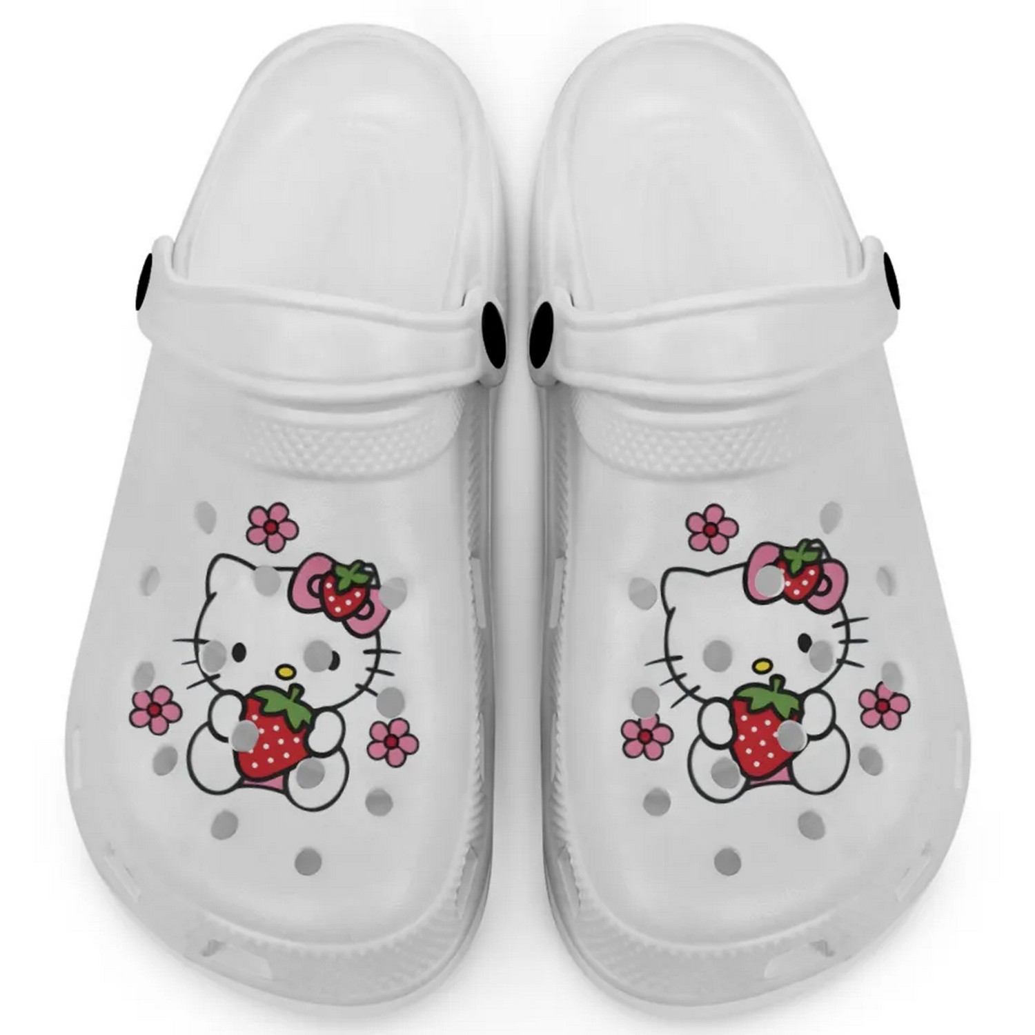 Hello Kitty Love Strowberry Cartoon Crocs Crocband Clogs Shoes Comfortable For Men Women and Kids