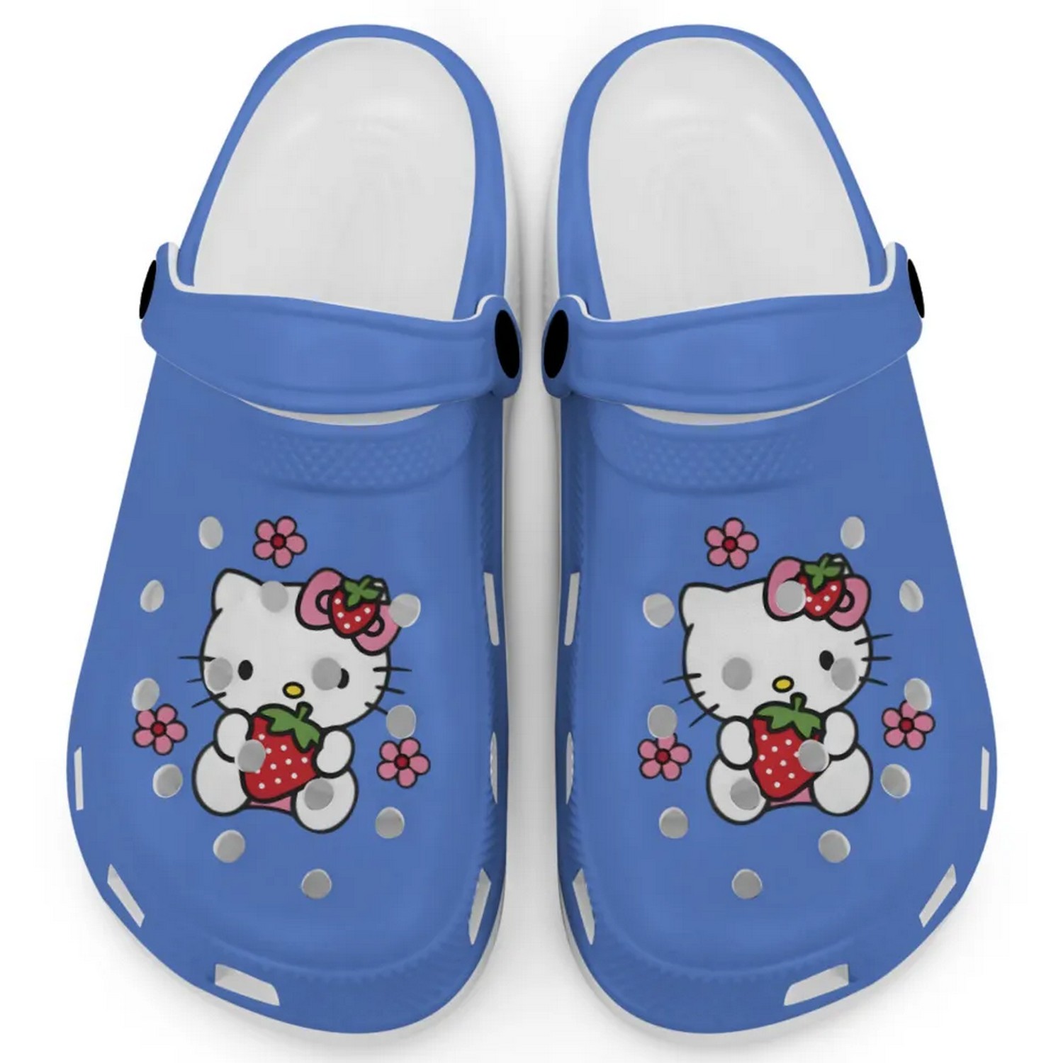 Hello Kitty Love Strowberry Cartoon Crocs Crocband Clogs Shoes Comfortable For Men Women and Kids