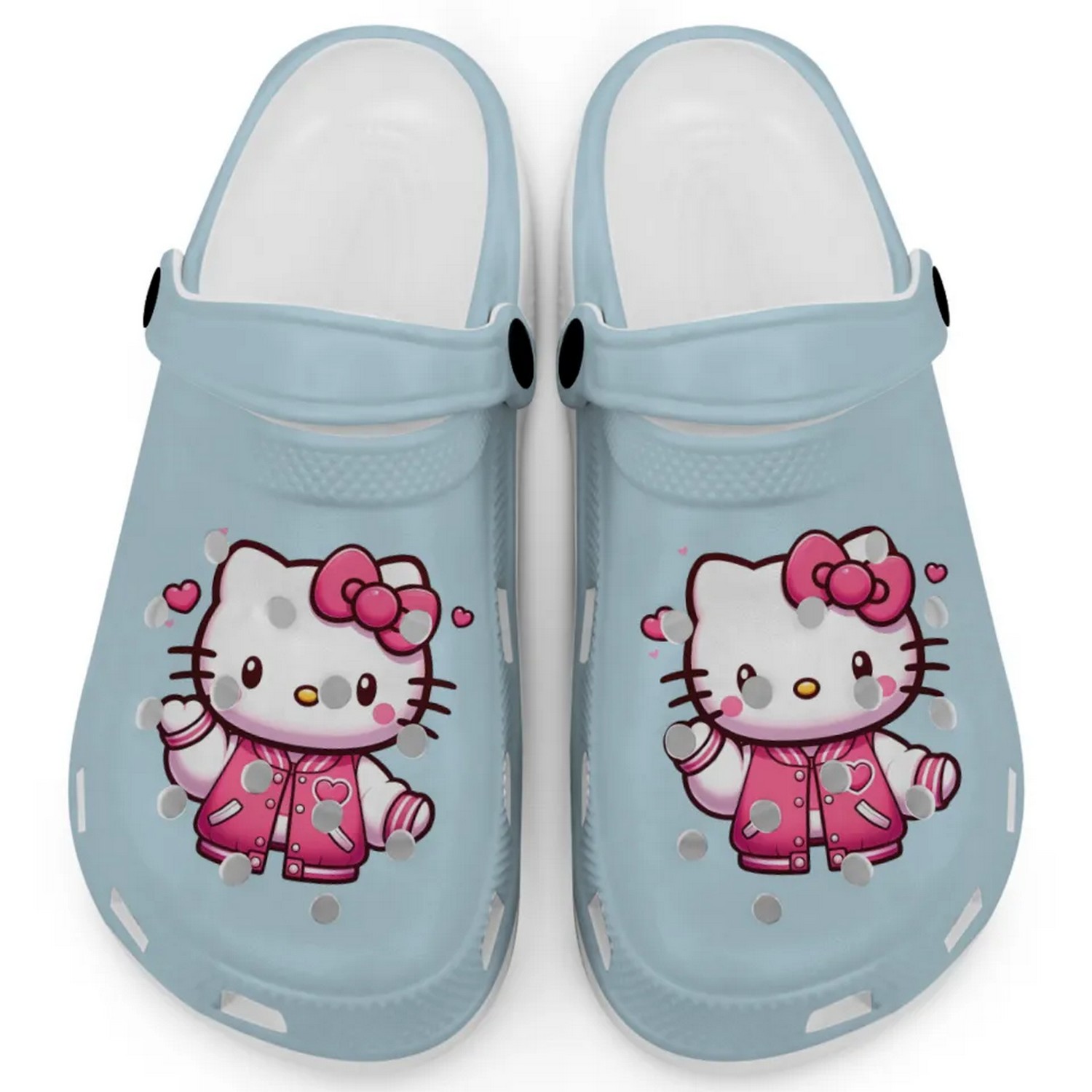 Hello Kitty Wear Pink Bomber Cartoon Crocs Crocband Clogs Shoes Comfortable For Men Women and Kids