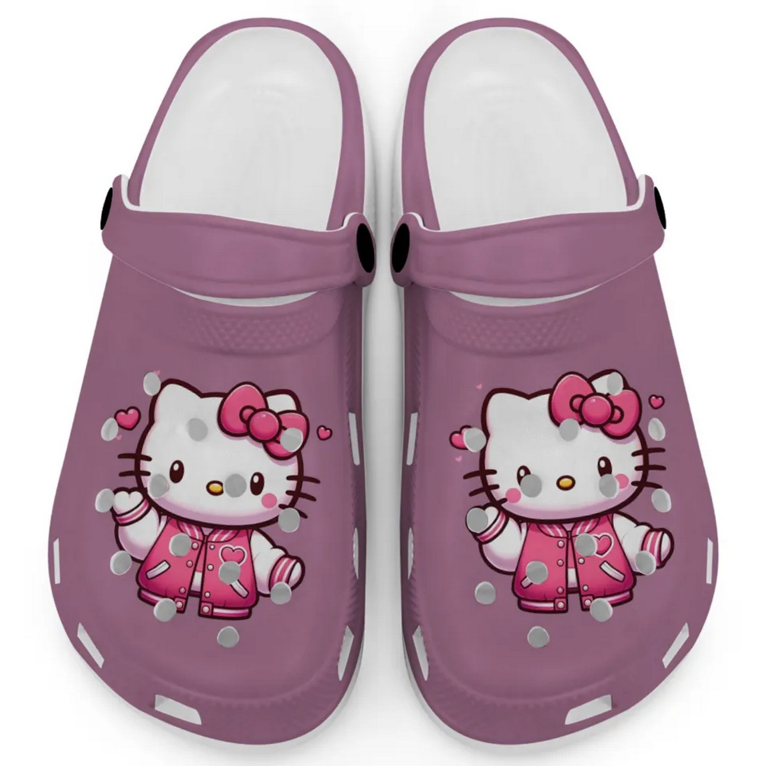 Hello Kitty Wear Pink Bomber Cartoon Crocs Crocband Clogs Shoes Comfortable For Men Women and Kids