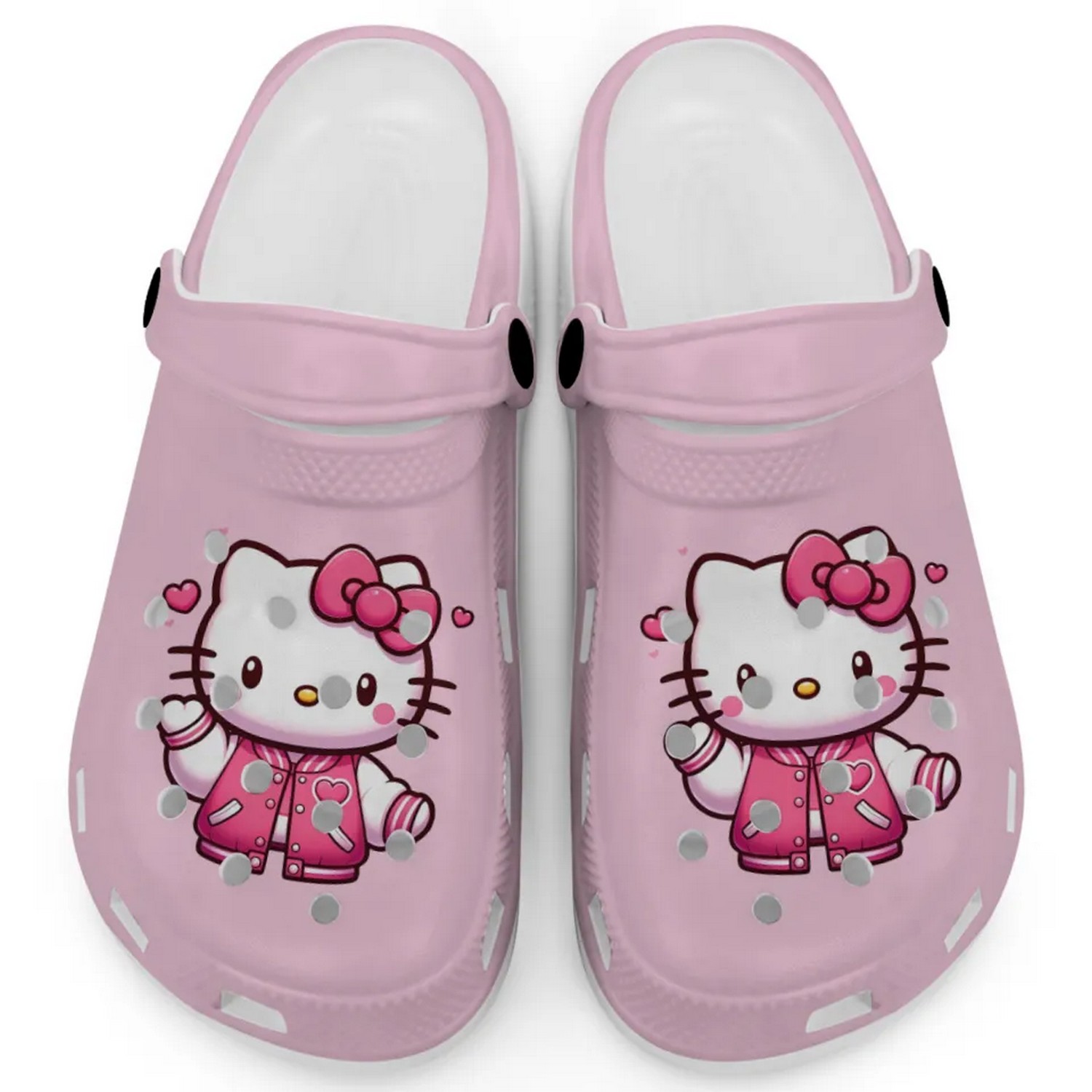 Hello Kitty Wear Pink Bomber Cartoon Crocs Crocband Clogs Shoes Comfortable For Men Women and Kids