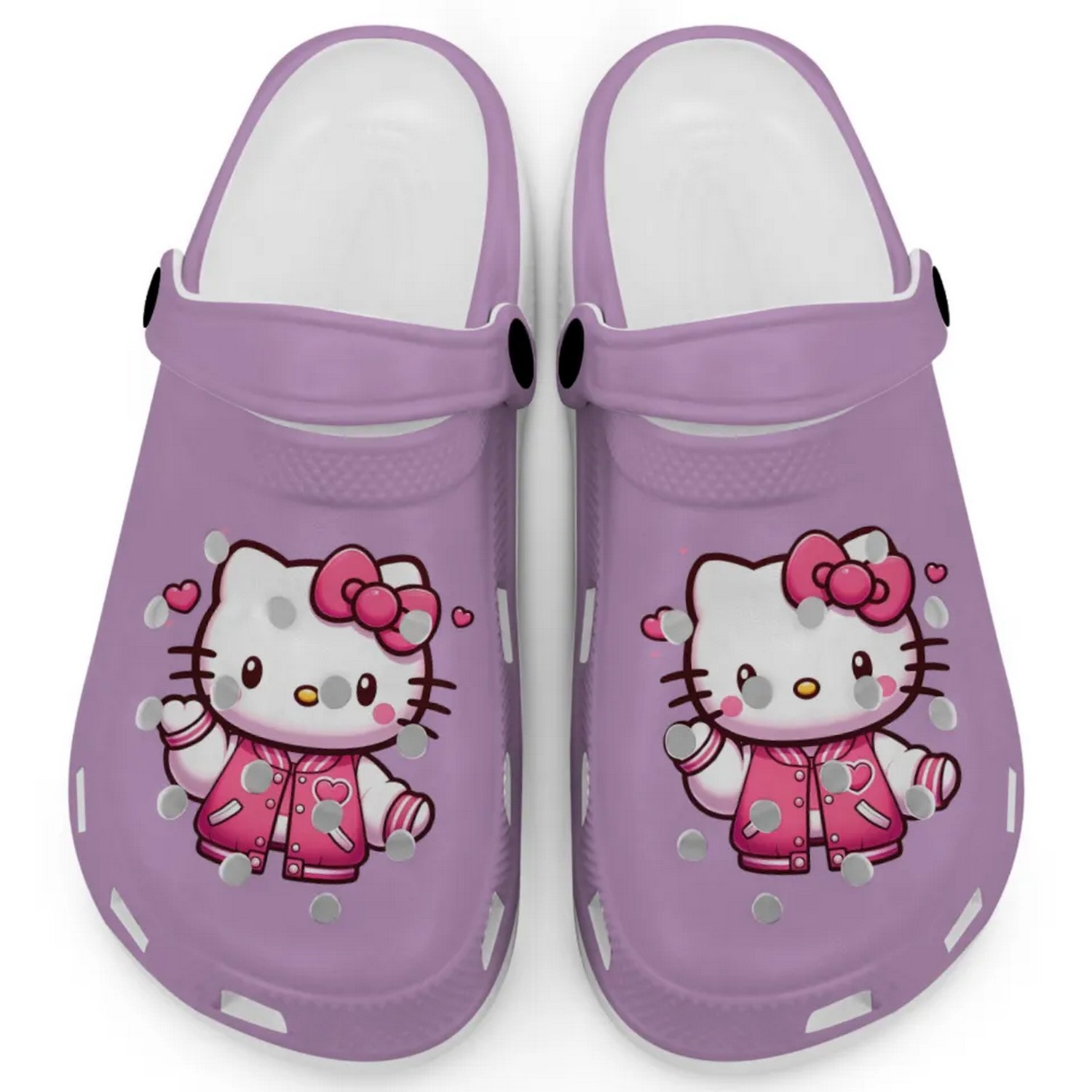 Hello Kitty Wear Pink Bomber Cartoon Crocs Crocband Clogs Shoes Comfortable For Men Women and Kids