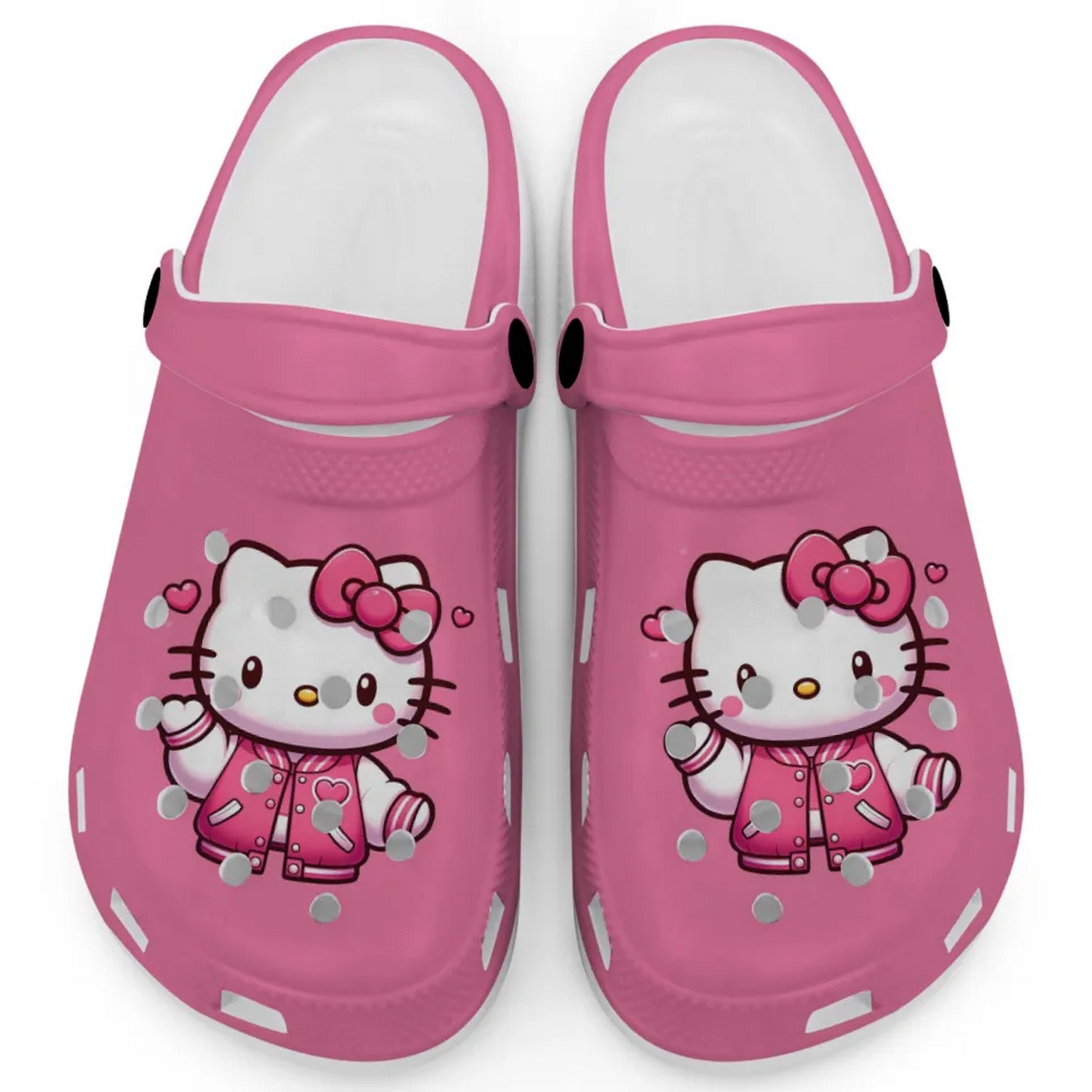 Hello Kitty Wear Pink Bomber Cartoon Crocs Crocband Clogs Shoes Comfortable For Men Women and Kids