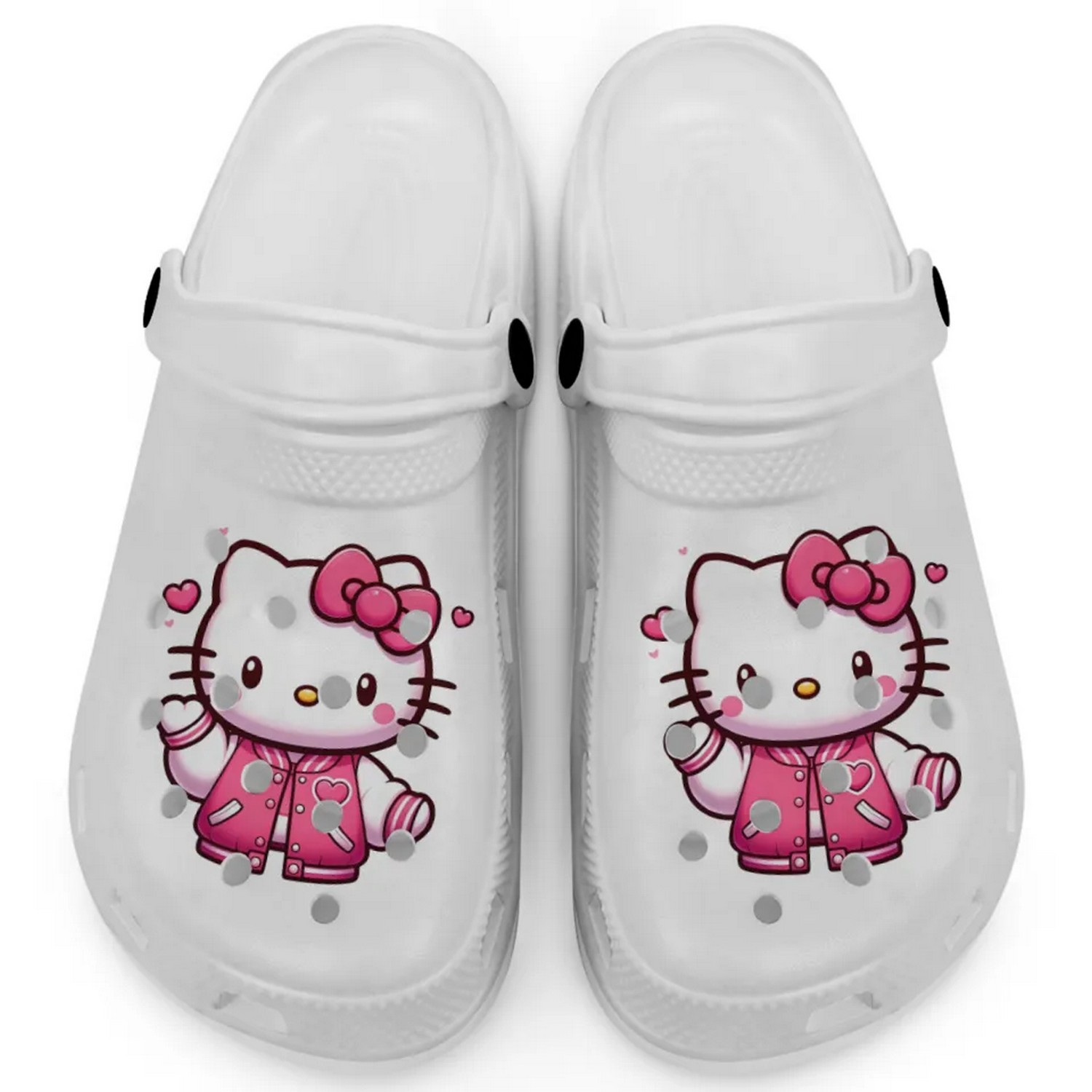 Hello Kitty Wear Pink Bomber Cartoon Crocs Crocband Clogs Shoes Comfortable For Men Women and Kids