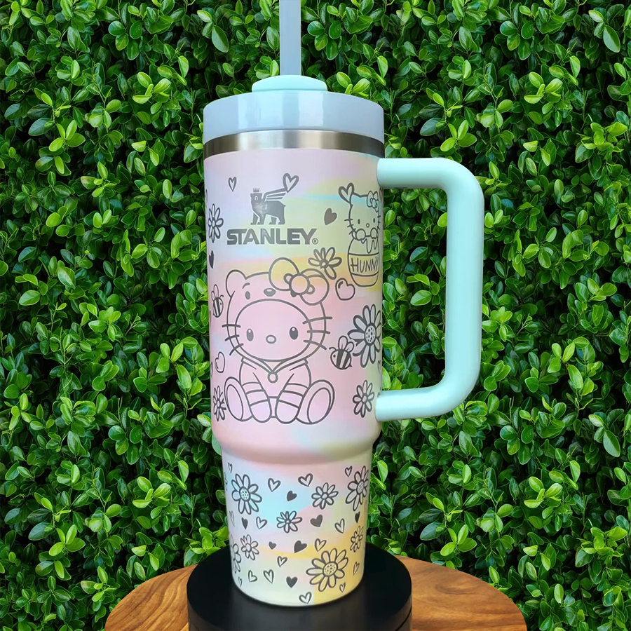 Hello Kitty With Winnie The Pooh Cartoon Custom Stanley Cup 40 oz 30 oz Tumbler With HandleTVC2301776