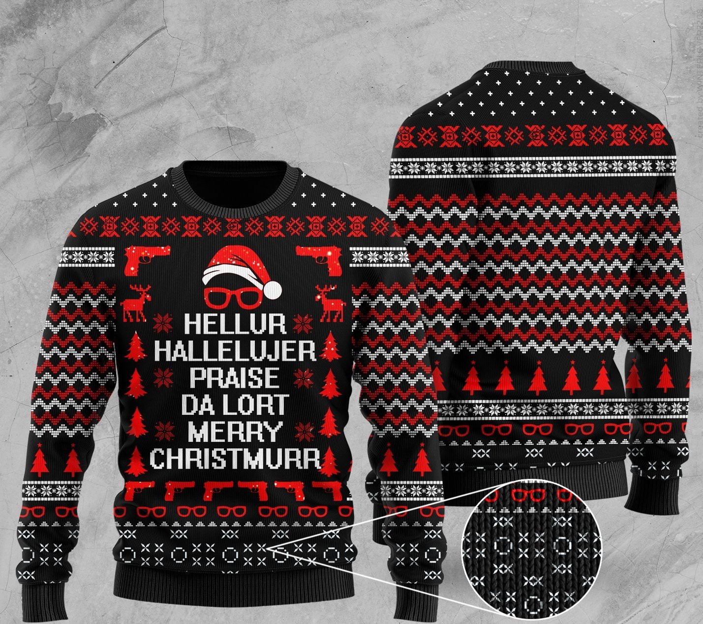 Hellur Hallelujer Praise Da Lort Merry Christmas Ugly Christmas Sweater Adult 3D Funny Matching for family