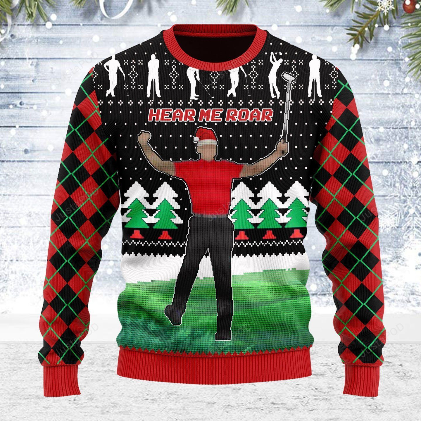 Here Him Roar Ugly Christmas Sweater Adult 3D Funny Matching for family