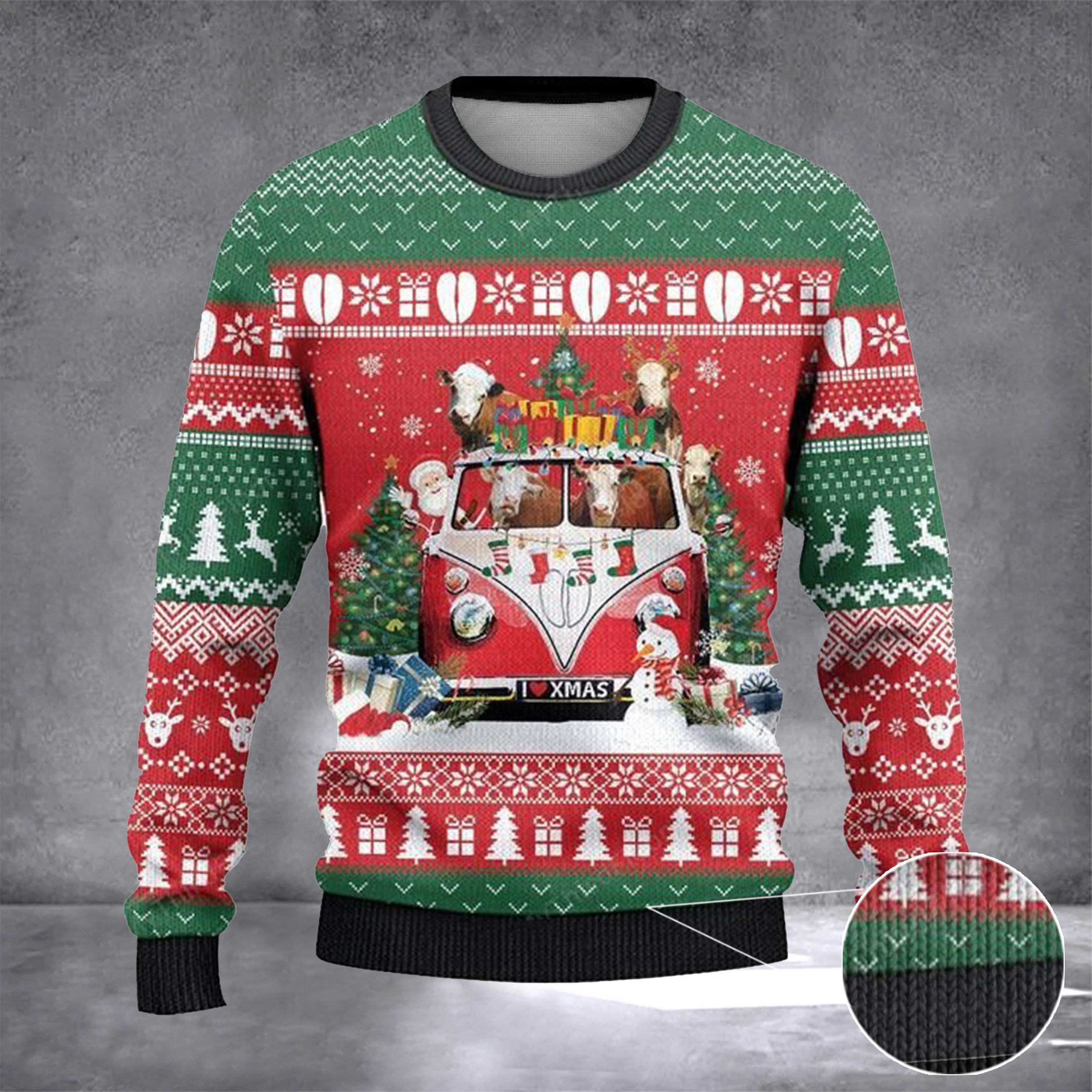 Hereford Cattle Ugly Christmas Sweater Hereford Cattle On Christmas Van Sweater Clothing Gift
