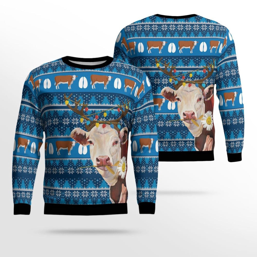 Hereford Cattle Ugly Sweater Xmas Unisex Sweater Christmas Gifts For Men Women