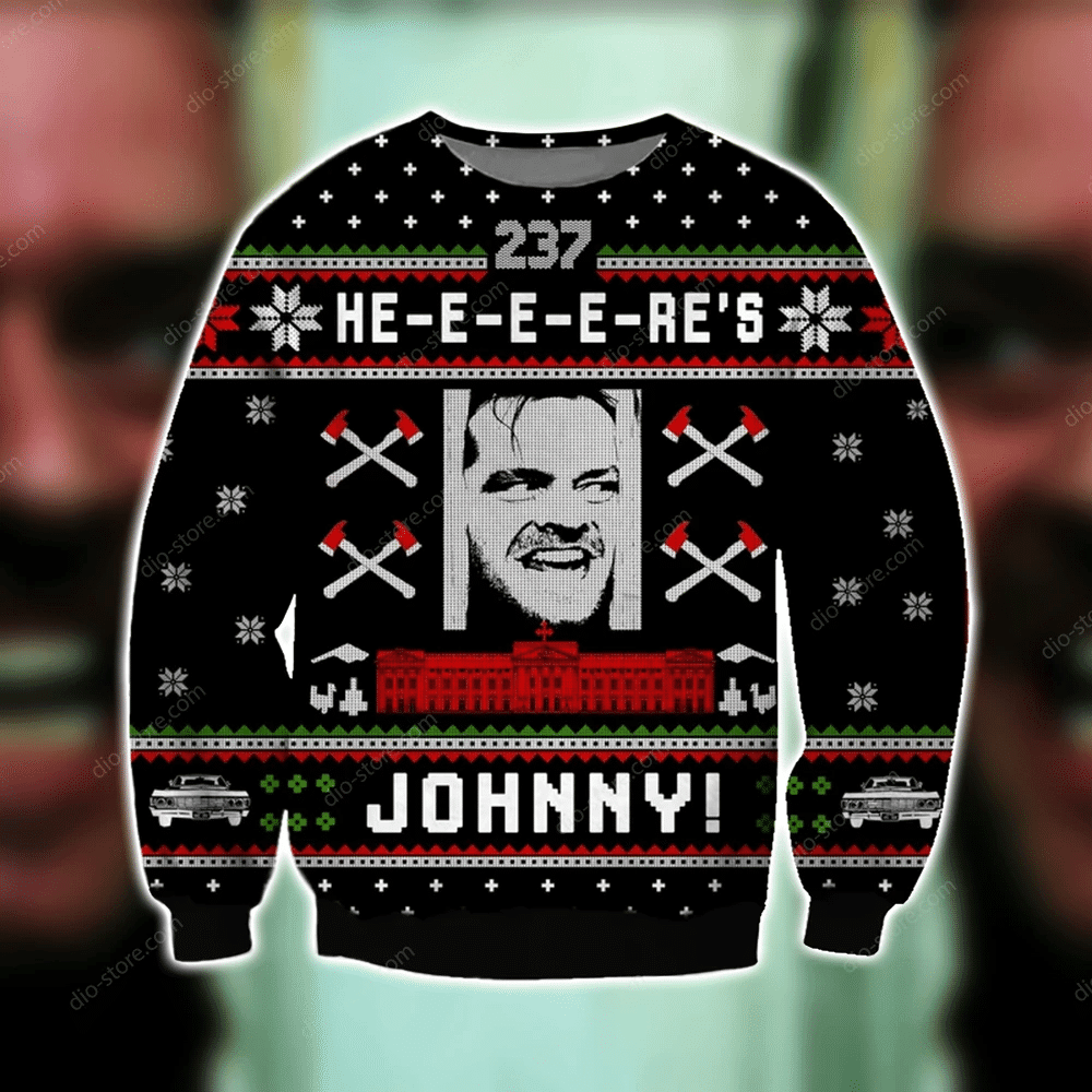 Here'S Johnny Knitting Pattern 3D Print Ugly Christmas Sweater Adult 3D Funny Matching for family