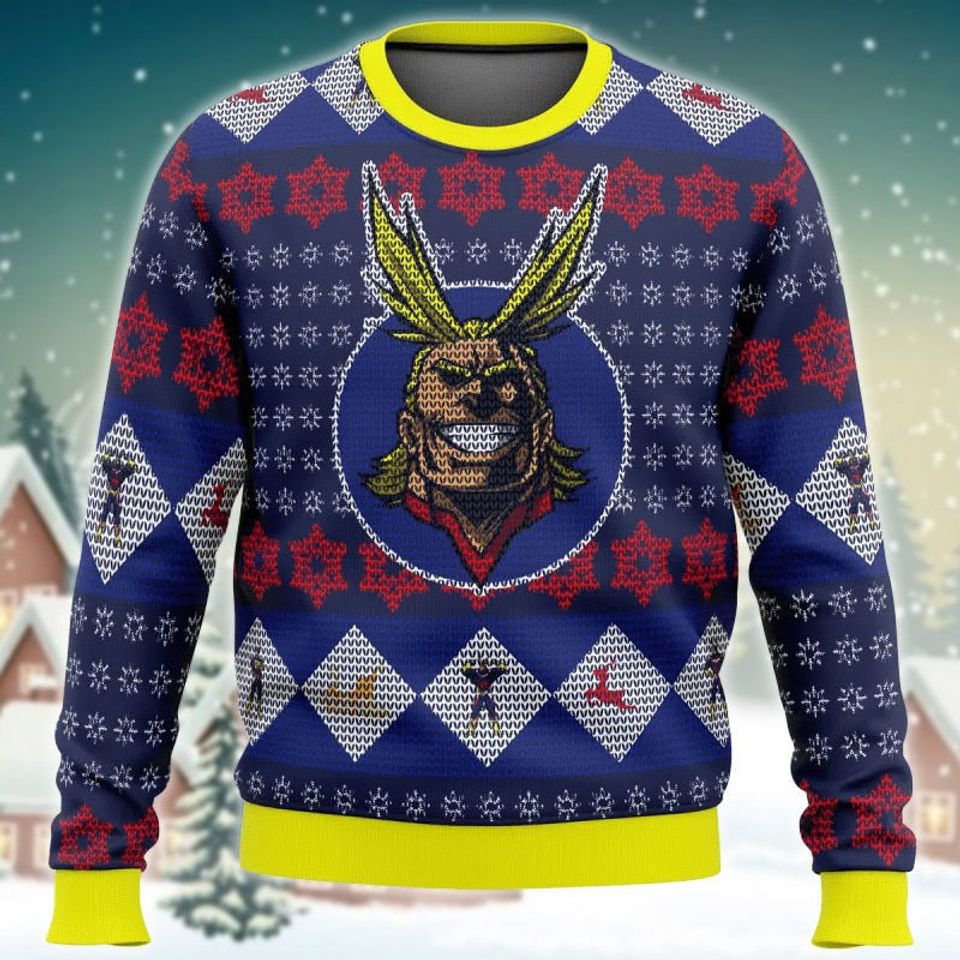 Hero Anime All Might Cosplay Ugly Sweater