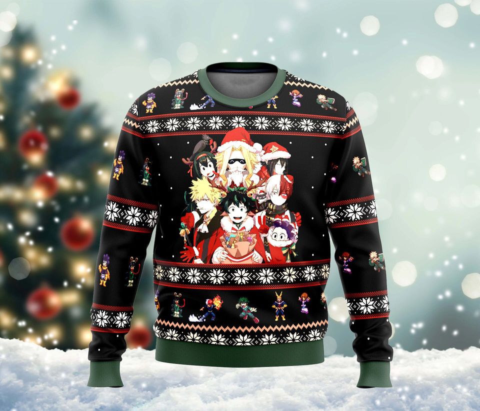 Hero Anime Xmas Ugly Xmas Sweater, Boku No Holiday