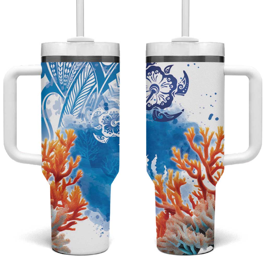 Hibiscus Turtle Tattoo Coral Reef with Polynesian Tribal Custom Stanley Cup 40 oz 30 oz Tumbler With HandleTVC2301364