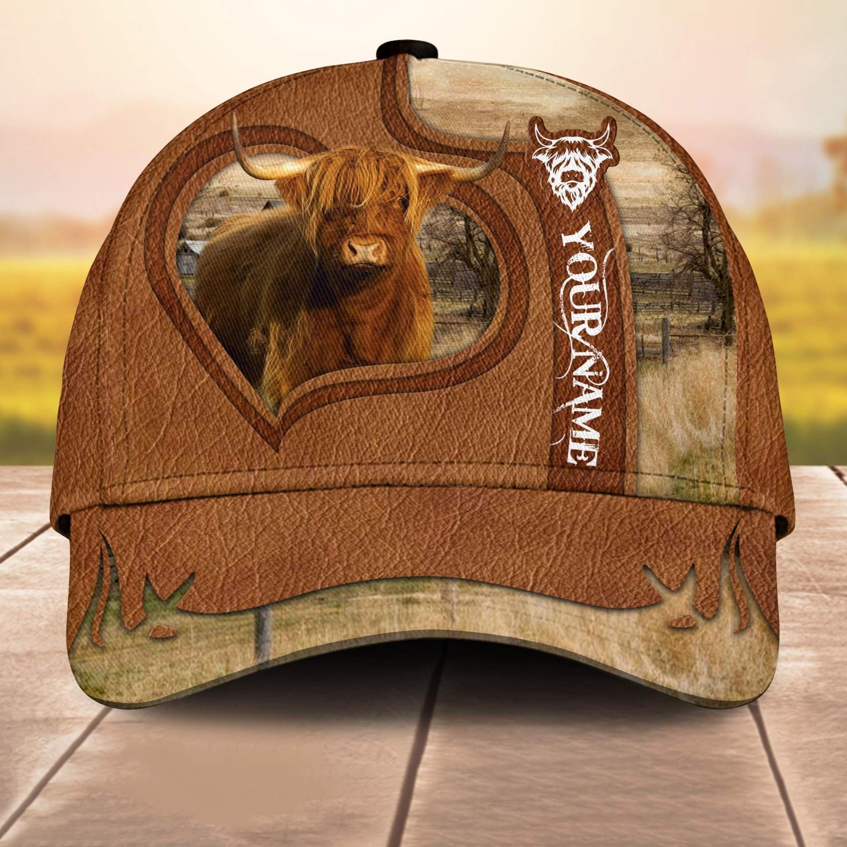 Highland Cale Custom Name Heart 3D Cap 3D All Over Print Baseball Cap, Cap For Farm Lovers, Animal Cap, Leather Pattern Cap Trucker Hats Custom Hats Gifts For Men & Women