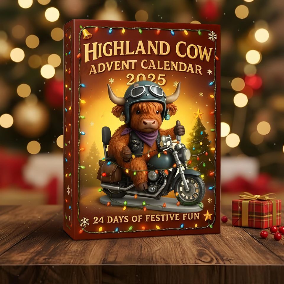 Highland Cow 2D Acrylic Advent Calendar for Christmas 2025 Holiday Decor