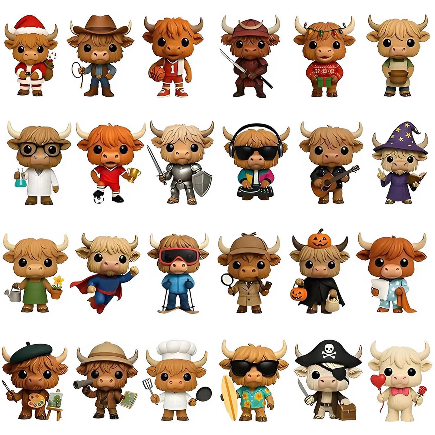 Highland Cow Advent Calendar 2025, 24 Day Highland Cow Figurines : Vintage Christmas Ornament Countdown - Image 5