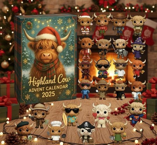 Highland Cow Advent Calendar 2025, 24 Days Christmas Countdown, Farmhouse Rustic Decor - Image 9