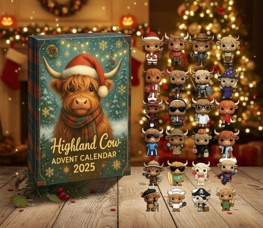 Highland Cow Advent Calendar 2025, 24 Days Christmas Countdown, Farmhouse Rustic Decor - Image 8