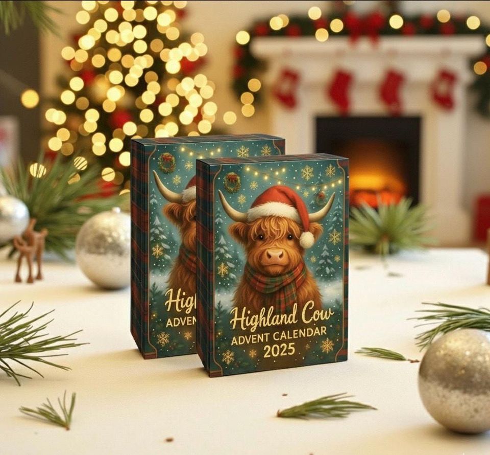 Highland Cow Advent Calendar 2025, 24 Days Christmas Countdown, Farmhouse Rustic Decor - Image 2