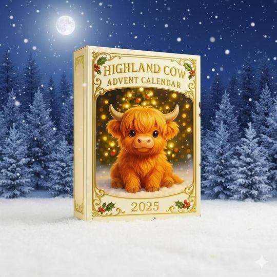 Highland Cow Advent Calendar 2025, Cute Farm Animal Christmas Countdown Box, Acrylic 24 Day Holiday Surprise - Image 8