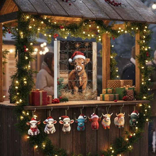Highland Cow Advent Calendar | 24PCS Acrylic Cow Ornaments | Cute Animal Christmas Countdown | Christmas Gift - Image 21