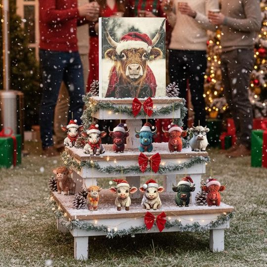 Highland Cow Advent Calendar | 24PCS Acrylic Cow Ornaments | Cute Animal Christmas Countdown | Christmas Gift - Image 14