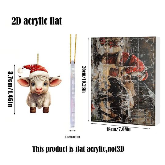 Highland Cow Advent Calendar | 24PCS Acrylic Cow Ornaments | Cute Animal Christmas Countdown | Christmas Gift - Image 20