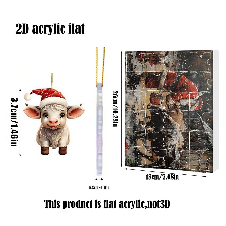 Highland Cow Advent Calendar | 24PCS Acrylic Cow Ornaments | Cute Animal Christmas Countdown | Christmas Gift - Image 9