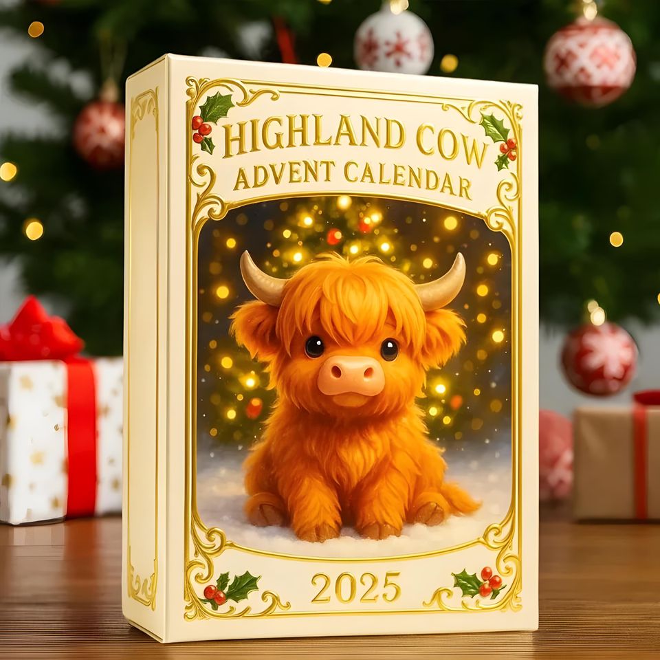 Highland Cow Advent Calendar Ornament 2025, 24 Days Christmas Countdown, Farm Animal Figurines Set - Image 5