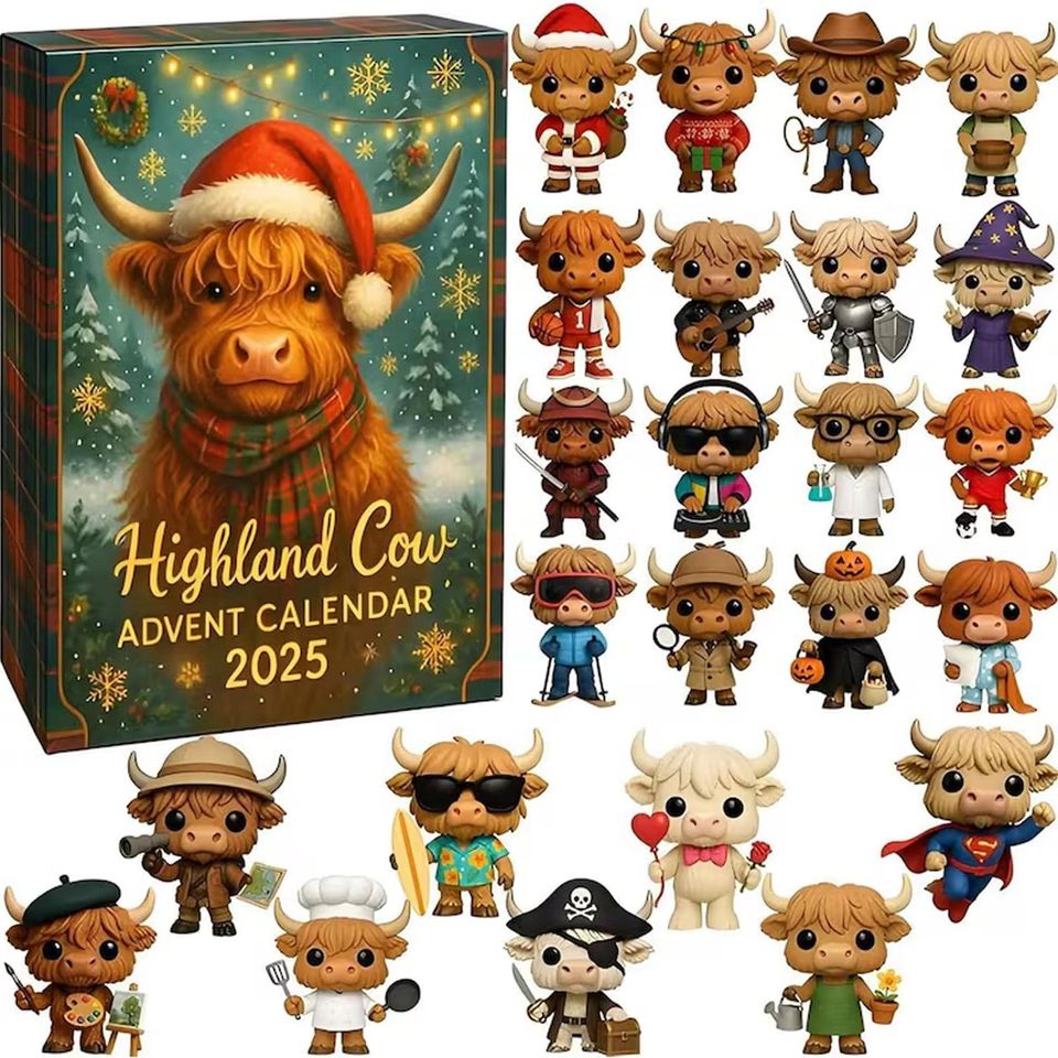 Highland Cow Advent Calendar Ornament 2025, Farmhouse Christmas Countdown, Rustic Holiday Decor - Image 3