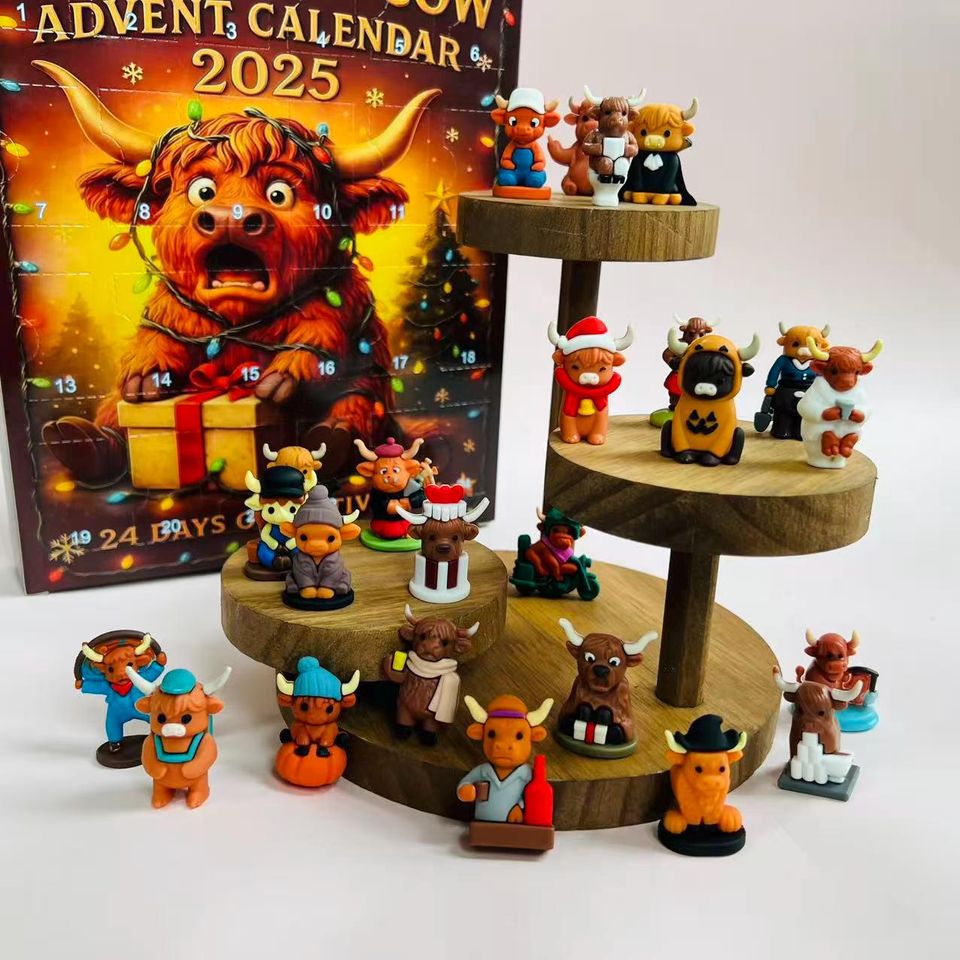 Highland Cow Figurine Advent Calendar 2025 | 24 Highland Cows | Funny Christmas Countdown for Cow Lovers