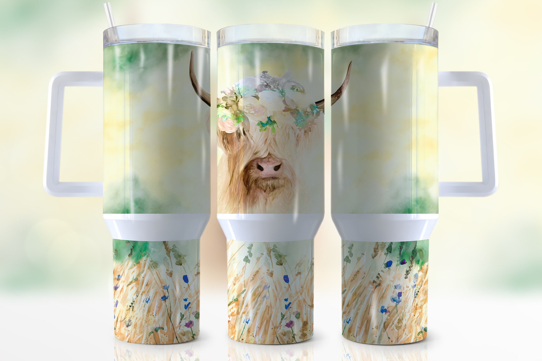 Highland Cow Floral Custom Stanley Cup 40 oz 30 oz Tumbler With HandleTVC2301944