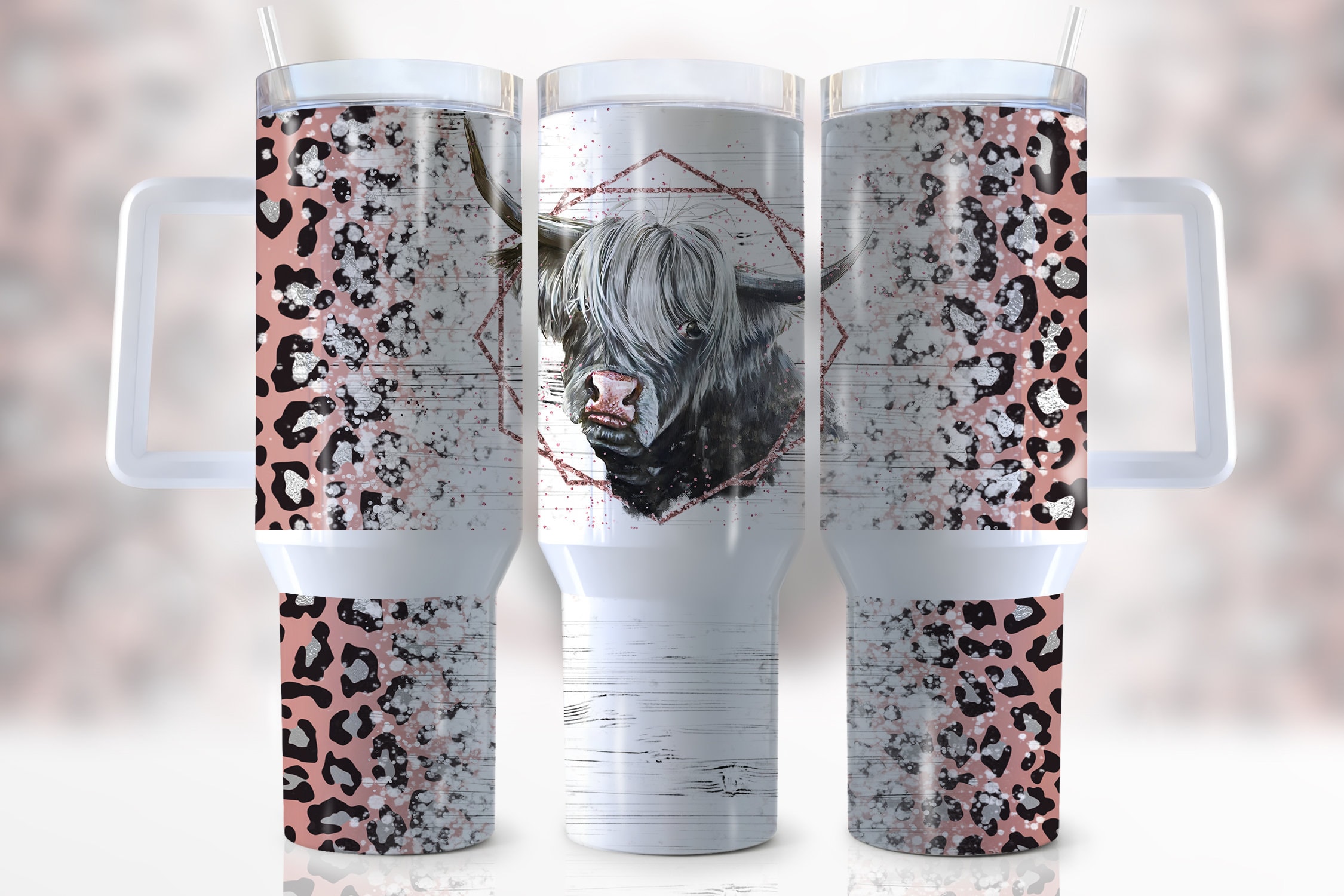 Highland Cow Leopard Print Custom Stanley Cup 40 oz 30 oz Tumbler With HandleTVC2301947