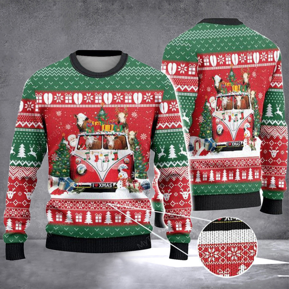 Highland Cow Ugly Christmas Sweater Farm Animal Xmas Sweater Gifts For Cow Lovers
