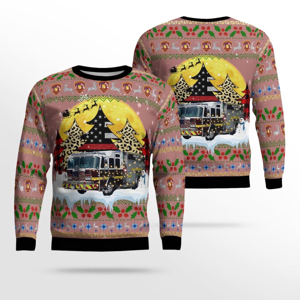 Highlands County Fire Rescue Christmas AOP Ugly Sweater Xmas Unisex Sweater Christmas Gifts For Men Women